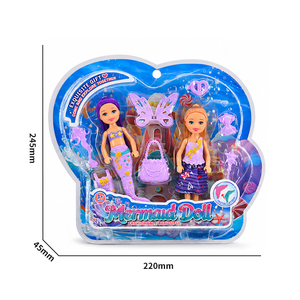Poupée sirène de 15 cm (6 pouces) avec robe, queue amovible et ailes de papillon, accessoires inclus pour jeu d'imitation des filles - Product Image 6