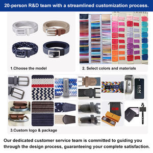 Cintos de Couro Trançado Masculinos em PU Elástico Preto e Azul - Product Image 6