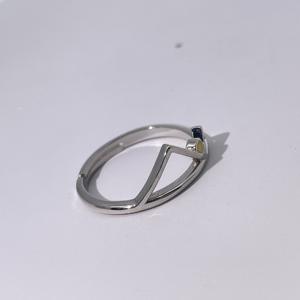 Anillo de Cobre con Circonita Geométrica de Montaña y Sol de Tianyu Gems, Accesorio de Moda Minimalista y Moderno para Mujer - Product Image 2