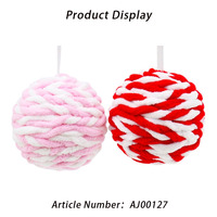 Boule de Noël en mousse pelucheuse rayée rose, rouge et blanche en gros, pendentif pour arbre de Noël, décoration de fête festive