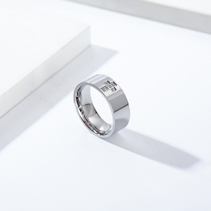 Anillo de Diamantes para Hombre, Corte Princesa, Acero Dorado y Negro, Anillo de Boda, Uso Diario - Product Image 2