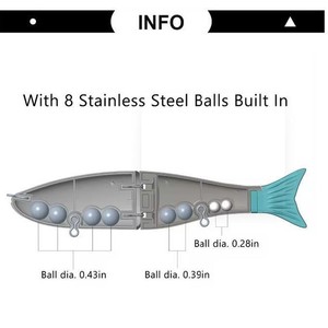 Leurre de pêche à la truite coulant en deux sections – Leurre souple réaliste multi-sections de 17,8 <span class=keywords><strong>cm</strong></span> de long, <span class=keywords><strong>62</strong></span> grammes, leurre dur de grande <span class=keywords><strong>taille</strong></span> pour la rivière - Product Image 4