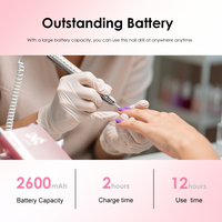 Logo personnalisé Perceuse à ongles professionnelle 60W rechargeable sans balais lime électrique portable 35000 tr/min pour le polissage des ongles