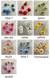 Commercio all'ingrosso 5 teste di seta in massa ramo finto ibisco fiori artificiali per la decorazione domestica di nozze - Product Image 6