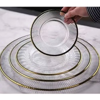 SUNYO Vente à Chaud Besta Shanxi Chargeur de Luxe Assiettes en Verre de Mariage Assiettes en Verre avec Bord Doré Assiettes plates pour Événements