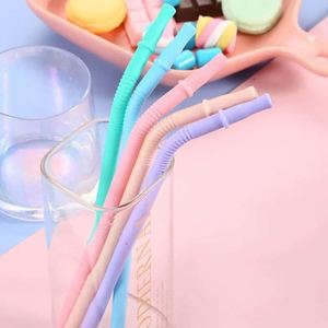 Pajitas Reutilizables de Silicona Flexible con Puntas Suaves y Flexibles, Cepillo de Limpieza, Accesorios de Bar para Niños Pequeños, para Acampar - Product Image 6