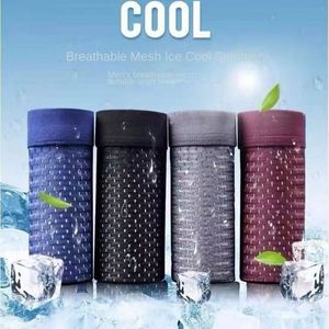 Nouveaux caleçons boxeurs pour homme en maille tricotée de soie glacée, taille mi-haute, respirants, séchage rapide, motif géométrique, polyester élasthanne, pour adulte, été - Product Image 2