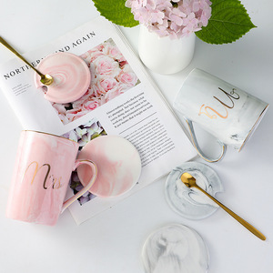 Мраморная керамическая парная чашка, китайский подарок, свадебные розовые возвращенные подарочные кружки, коробка для предметов, роскошная кружка, набор подарков для свадьбы - Product Image 4