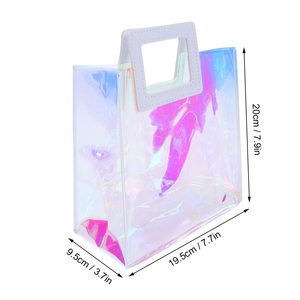 Sac fourre-tout holographique transparent imperméable en PVC irisé avec impression de logo personnalisé avec poignée - Product Image 2