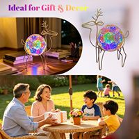 Figur Rusa Kawat Logam Berlapis Emas dengan Lampu LED, Bola PET Warna-warni, Bertenaga Baterai, Dekorasi Meja Natal, Pernikahan, Acara, Hadiah, Aksen