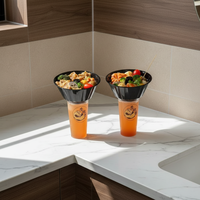 Gobelet jetable en PET transparent à paroi simple, personnalisable, en forme de pétale, diamètre 90 mm, 450 ml, pour la restauration (crème glacée, glace pilée, dessert)