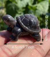 Sculpture de tortue en obsidienne argentée naturelle de forme libre, mini tortue en cristal sculptée à la main, amulette de protection, vente en gros