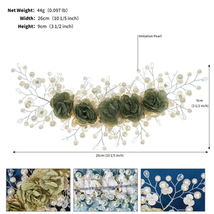 เครื่องประดับผมเจ้าสาวสไตล์วินเทจแบบยุโรปอเมริกัน 1 ชิ้น ดีไซน์ดอกไม้สุดหรูหรา แรงบันดาลใจจากป่าไม้ ทำด้วยมือจากโลหะผสม ยี่ห้อซิ่วฮวา - Product Image 3