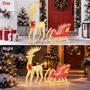 4ft 3D <b>LED</b> <b>Christmas</b> Reindeer with Sleigh PVC Material IP65 Waterproof Outdoor Lights for Holiday Yard <b>Decoration</b> - Product Image 5