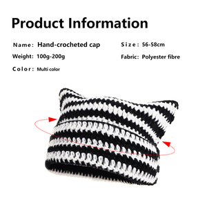 2025 Y2K gothique tricoté chat oreille bonnet <span class=keywords><strong>petit</strong></span> diable chapeau femmes hiver à la main bonnet - Product Image 2