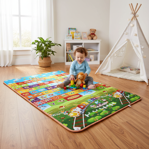 1.5*1.8*1CM ABC réversible coton tapis de sol lavable carré impression pour chambre salon enfants Beach-20PC/CS en sac maison essentiels - Product Image 3