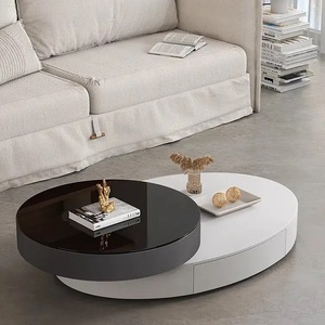 Mesa de centro giratoria ovalada de madera duradera minimalista de lujo italiano 2025 moderna para muebles de comedor y sala de estar para el hogar - Product Image 4