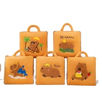 Ensemble coussin et couverture mignon en forme de capybara, couverture en peluche chaude, sac 2 en 1, couverture portable pour voiture, couverture de bureau, couverture multifonctionnelle pour dormir, cadeau de Noël