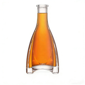 250ml Clear Frsoted <strong>Fancy</strong> Unique Shape Glass Liquor Bottle for Gin Whiskey <strong>Vodka</strong> With Cork for Sale - Product Image 1