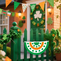 Drapeau demi-cercle de la Saint-Patrick 45X90CM Drapeaux plissés de fête durables et bon marché pliés pour l'affichage dans les célébrations de vacances