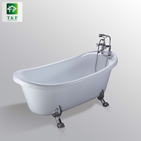 Baignoire autoportante en acrylique courbe sans joint populaire pour salle de bain avec massage par jets d'eau