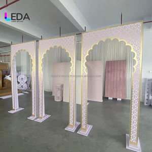 LEDA Modern Detachable New Arrival <b>Wedding</b> Event <b>Supplies</b> Customized Arch Shape Pink Acrylic Backdrop Stand for Stage <b>Decoration</b> - Product Image 4