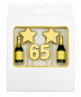 Bougies pour bouteilles de vin et décorations de gâteau pour fêtes d'anniversaire et de Noël, en forme d'étoile, ensembles de bougies numérotées dorées