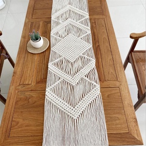 Bohemian Cotton Macrame Table Runner Geometric Pattern Handmade Home Decor - Product Image 1