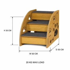 <span class=keywords><strong>Escalier</strong></span> <span class=keywords><strong>pour</strong></span> animaux de compagnie en bois à 3 marches, panneaux latéraux incurvés, marches antidérapantes en feutre, découpe motif patte, bois massif, charge 20 kg, <span class=keywords><strong>pour</strong></span> chats, chiens, canapé - Product Image 6