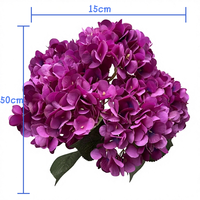Bunga Hydrangea Sutra Buatan Berkualitas Tinggi Grosir 5 Kepala Warna Biru untuk Dekorasi Pernikahan