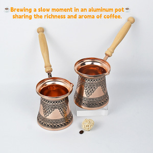 Cafetera Turca Artesanal de Cobre con Asa de Latón y Diseño de Uvas, Ibrik Cezve <span class=keywords><strong>para</strong></span> Café Turco, Griego y Árabe Auténtico - Product Image 4