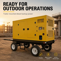 Generator Diesel Mobile Trailer 50kW Silent Towable, Genset 60 KVA 480V Berpendingin Air, Start Otomatis/Remote, ATS, Pasokan Pabrik