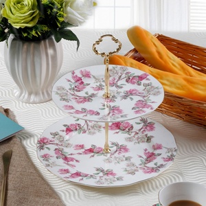 Juego de Platos de Porcelana de 2 Niveles Estilo Real para Aperitivos, Postres y Tartas - Product Image 5