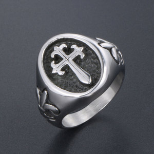 Men's <b>Titanium</b> Steel Cross <b>Ring</b> SA495 Vintage Gothic Style Jewelry Gift - Product Image 2