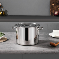 Olla Moderna de Acero Inoxidable de 13 Galones con Tapa de Vidrio Integrada para Cocina Comercial, Apta para Gas e Inducción