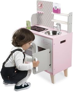 Cuisine en <span class=keywords><strong>bois</strong></span> pour enfants avec réfrigérateur, micro-ondes, effets sonores, alarme - 5 accessoires pour les enfants de 3 à 8 ans - Product Image 6