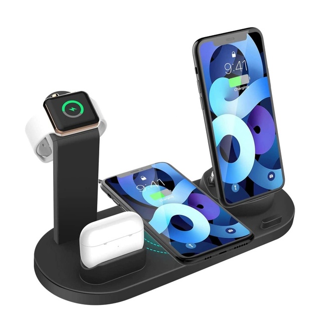 Promotion 3 1 for Certified Wireless Charger Watch Holder Earphone Charging 10W Fast Charger ABS+Silicone for Android 5V/2A OTP