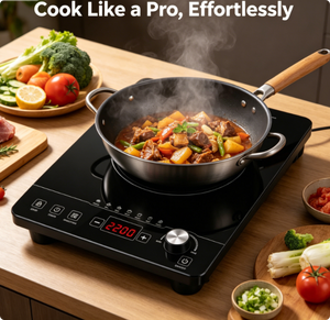 Table de cuisson à induction 2200W à double commande tactile et bouton, verre cristal de qualité A, 7 modes de cuisson, pour comptoir de cuisine domestique - Product Image 1