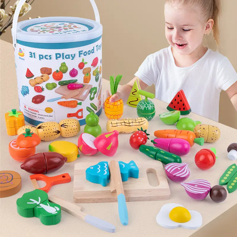 Mini brinquedos de corte magnético, de alta qualidade, corte, frutas e legumes, educacional, conjunto de brinquedos de madeira