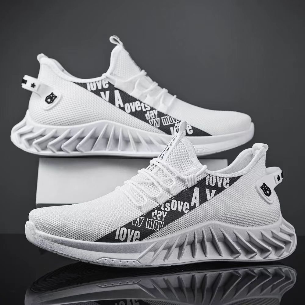 Mens New Fly Woven Breathable Sports Shoes Shock Absorbing Soft Soled Anti Slip Light Comfortable Casual Running Trend Shoes