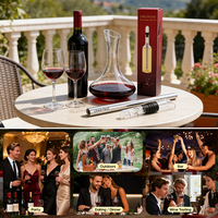 Accessoire de bar 3-en-1 en acier inoxydable : bâtonnet refroidisseur de vin avec bouchon et verseur aérateur