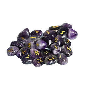 Juego de 25 Runas del Alfabeto Talladas en Piedras Preciosas, Estilo Nórdico Germánico, Feng Shui, Chakra, Pirámide, Escultura, Piedras de Bolsillo Ecológicas - Product Image 1