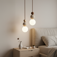 Pendentif en pierre naturelle, tabouret de bar linéaire moderne en travertin, luminaire de plafond intelligent à intensité variable et hauteur réglable pour salle à manger