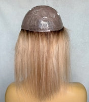Tupé rubio ceniza para mujer 100% sistema de reemplazo de cabello humano crudo tapa de silicona recta piel delgada Topper de base de PU completo para mujer