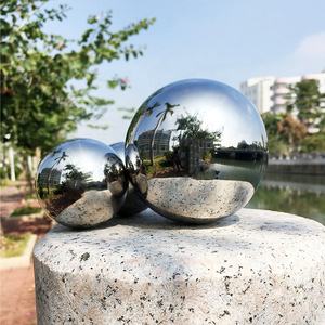 Boule de décoration en acier inoxydable poli miroir creux de 380 mm x 480 mm, qualité 316L, norme AISI, traitement de soudage, décoration - Product Image 6