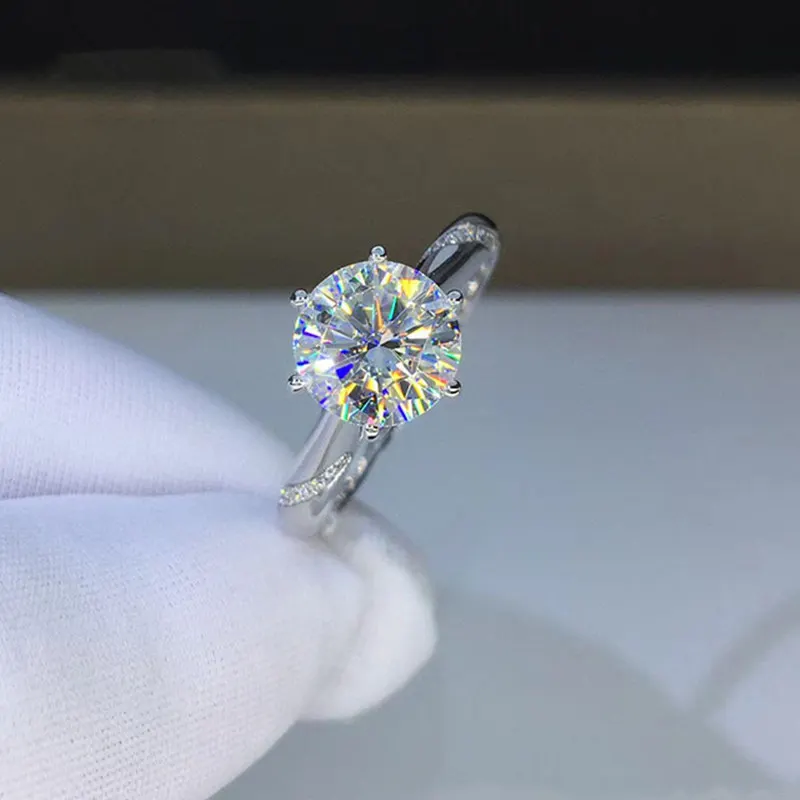 Hot bán bất D màu vvs moissanite Vòng 1-3 CT 925 sterling Silver phụ nữ nhẫn sang trọng moissanite đồ trang sức