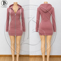 Robe moulante en tricot personnalisée pour femme, avec double fermeture éclair et capuche à cordon, tenue une pièce en maille douce, vêtement de sport
