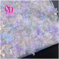 Mode 3D 100% Polyester Tulle Mesh Tissu Brodé pour Enfants Tricoté Croix Style Dentelle Robe pour Mariages et Accessoires