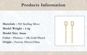 Boucles d'oreilles pendantes en argent S925 avec chaîne trombone et pampilles, bijoux de mode pour femme - Product Image 6