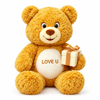 Boîte cadeau dorée LOVE U, ours en peluche personnalisé avec texture bouclée pour des cadeaux romantiques personnalisés